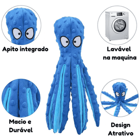 Polvo de pelucia para pets,
Brinquedo resistente para cachorro,
Brinquedo para reduzir tedio em cães,
Brinquedo interativo para caes,
Brinquedo com apito para cães,
